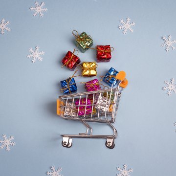 shopping presents gifts snow flakes christmas shopping shopping cart POS